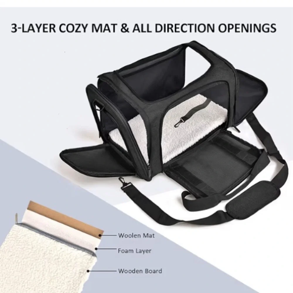 NWT Henkelion Black Pet Carrier for Cats and Dogs up to Medium Size Pets